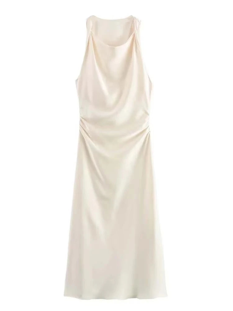 vestido elaris -satin slip elegante gala.