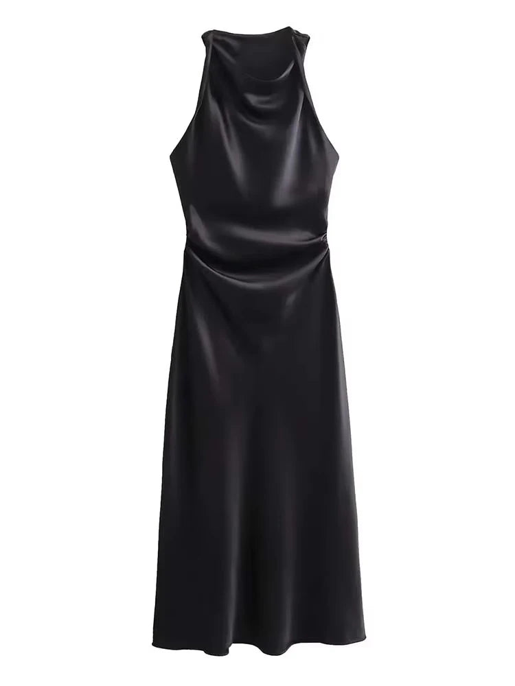 vestido elaris -satin slip elegante gala.