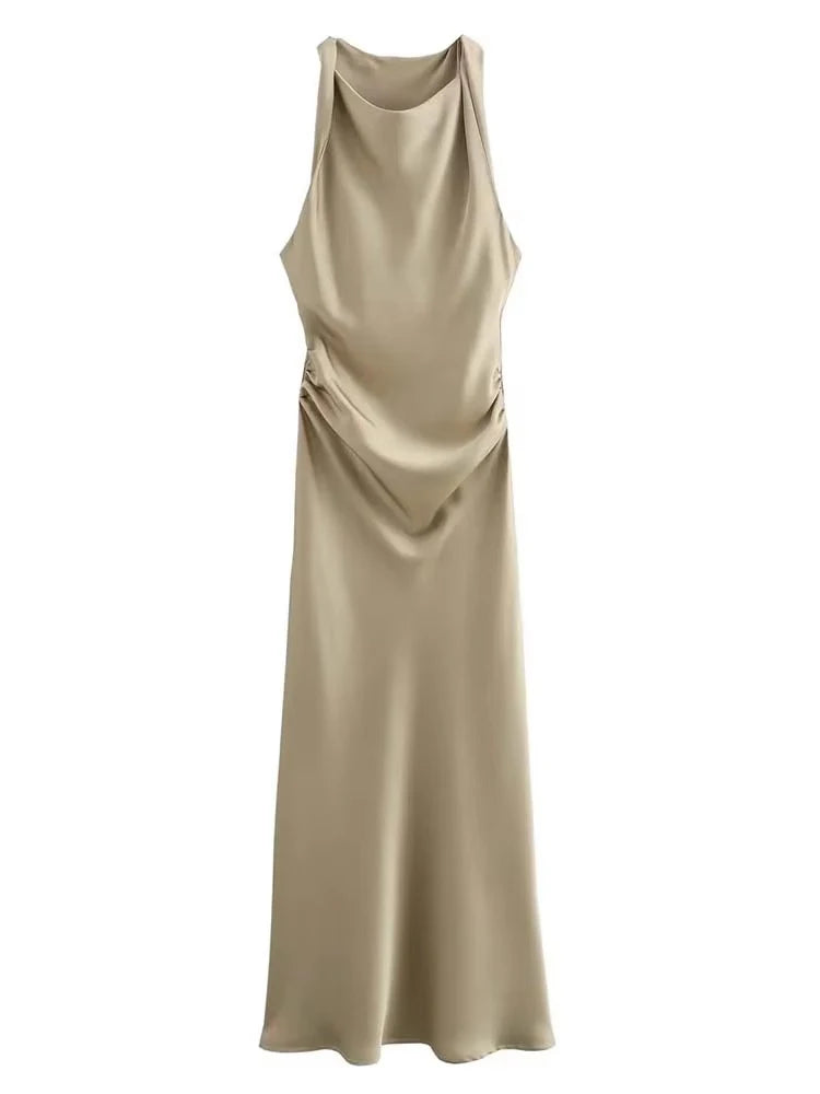 vestido elaris -satin slip elegante gala.