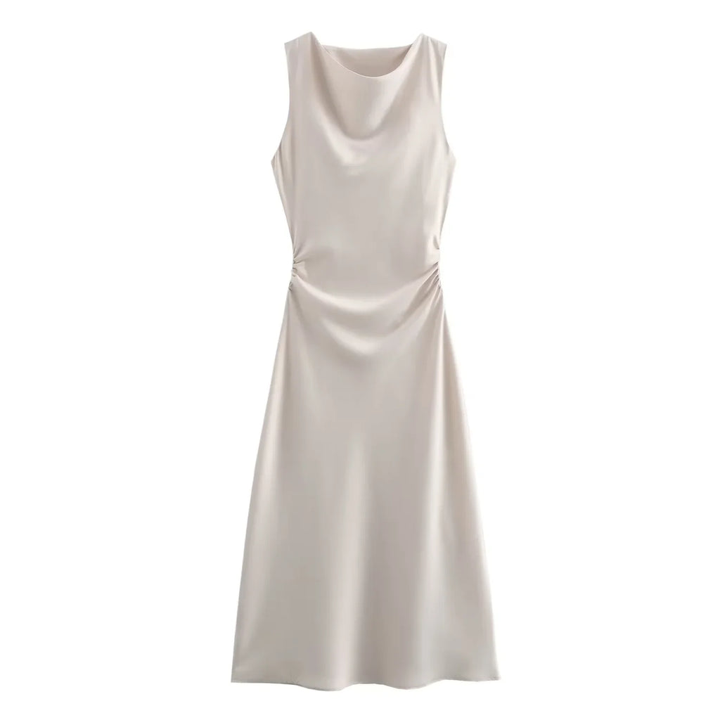 vestido elaris -satin slip elegante gala.