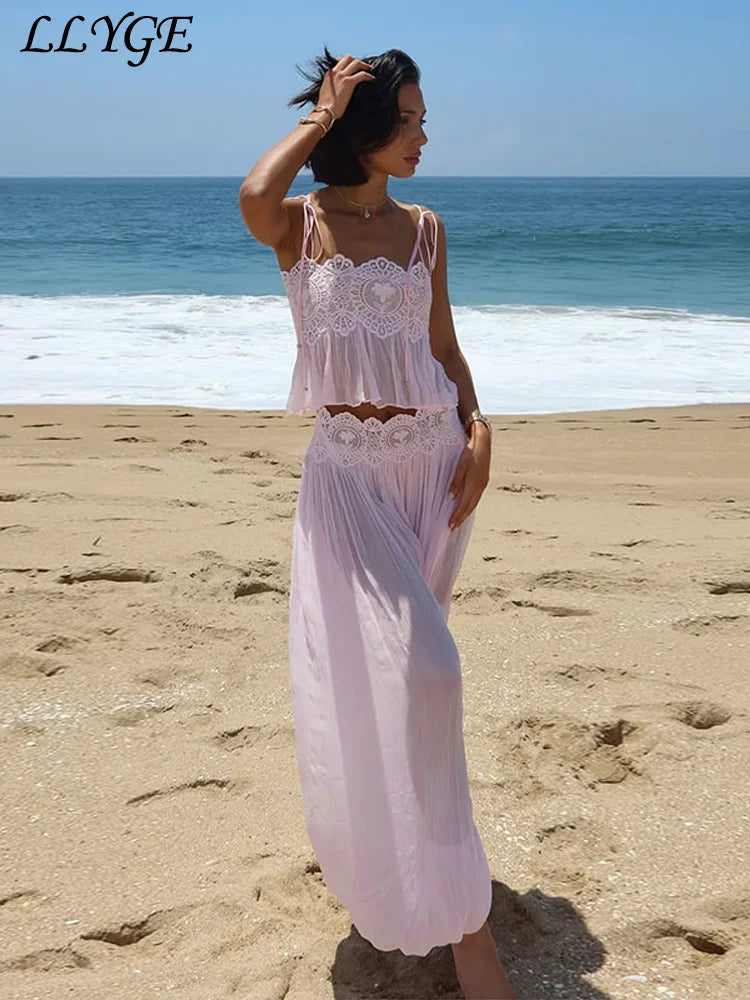 Conjunto Bohemio Top Encaje y Palazzo.