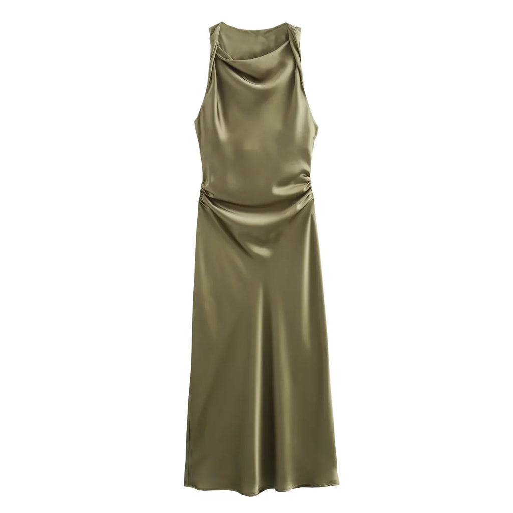 vestido elaris -satin slip elegante gala.