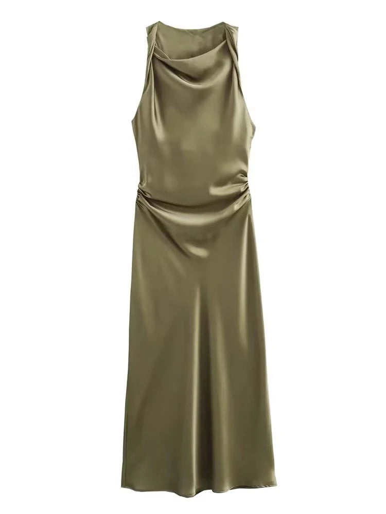 vestido elaris -satin slip elegante gala.