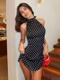 vestido lunares elaris } halter off shoulder y2k''
