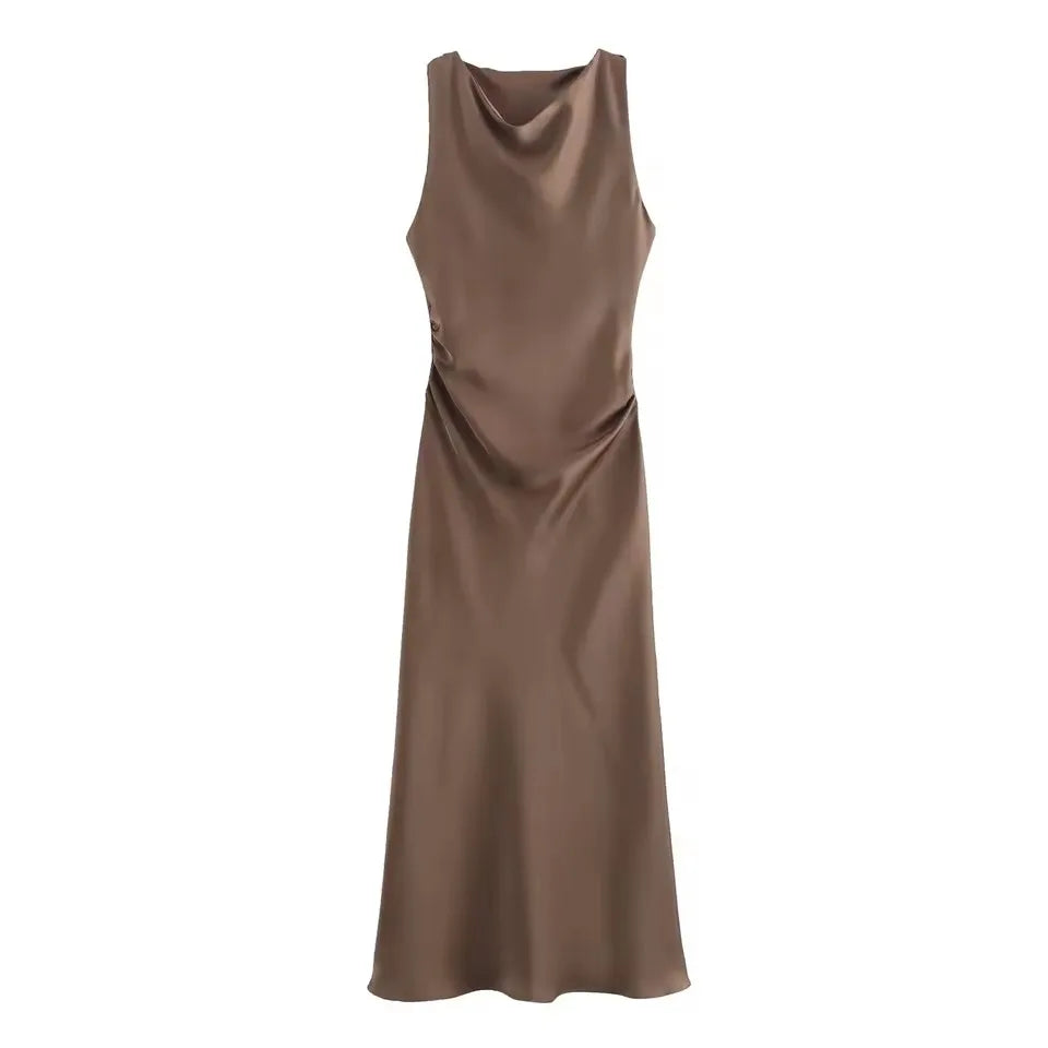 vestido elaris -satin slip elegante gala.