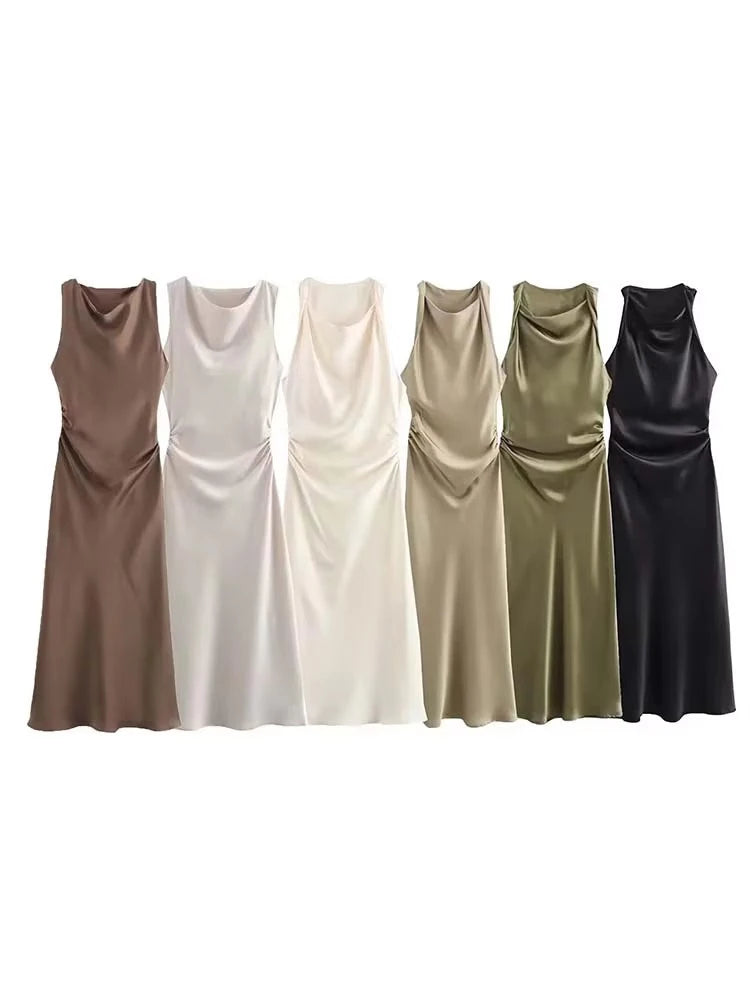 vestido elaris -satin slip elegante gala.