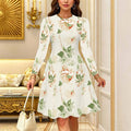 Vestido Midi Floral Bohemio Manga Larga.
