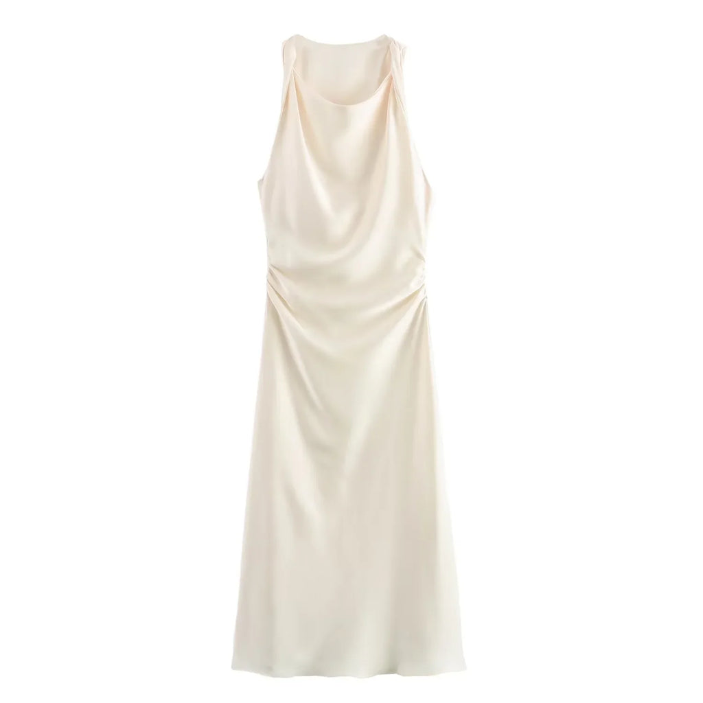 vestido elaris -satin slip elegante gala.