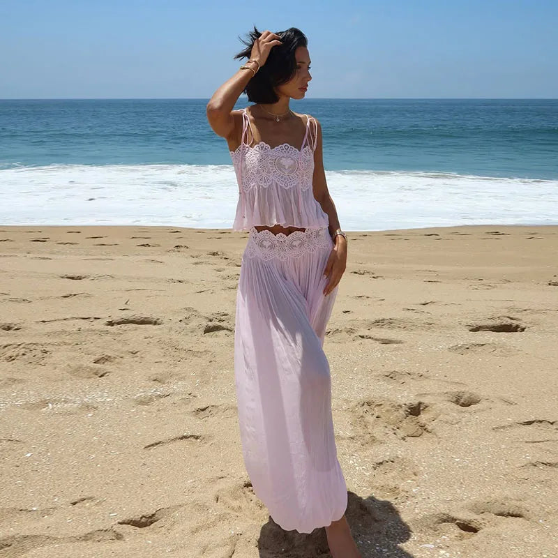 Conjunto Bohemio Top Encaje y Palazzo.