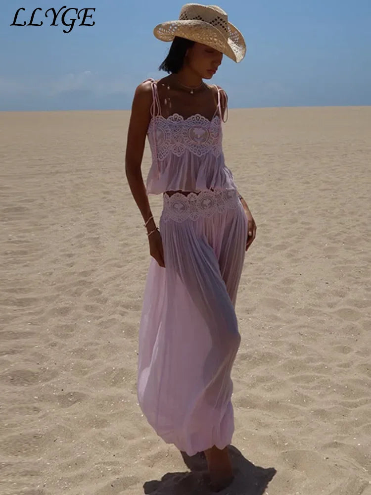 Conjunto Bohemio Top Encaje y Palazzo.