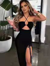 vestido cut out negro