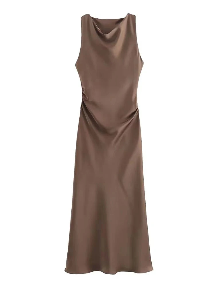 vestido elaris -satin slip elegante gala.